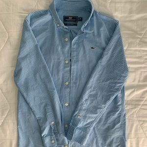 Boys Gingham On-The-Go Performance Whale Shirt